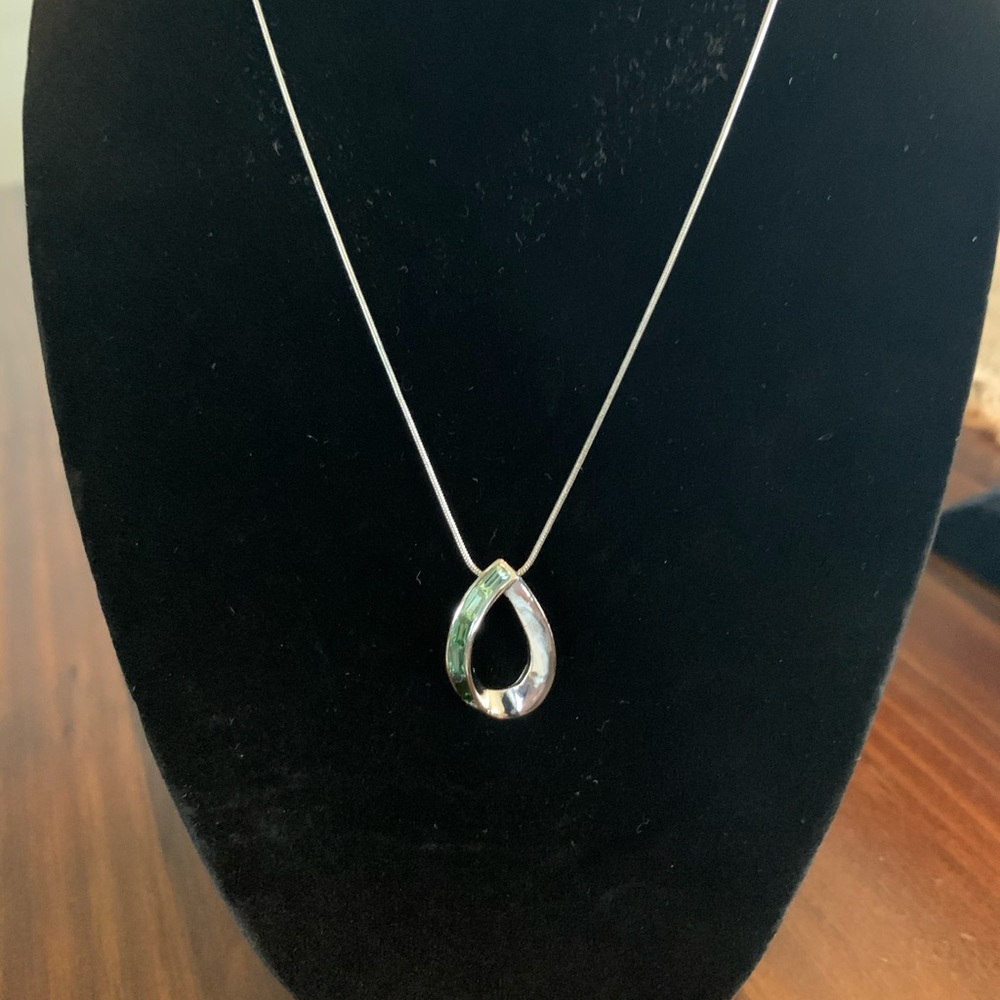 Silver necklace with Green CZ gemstone pendant